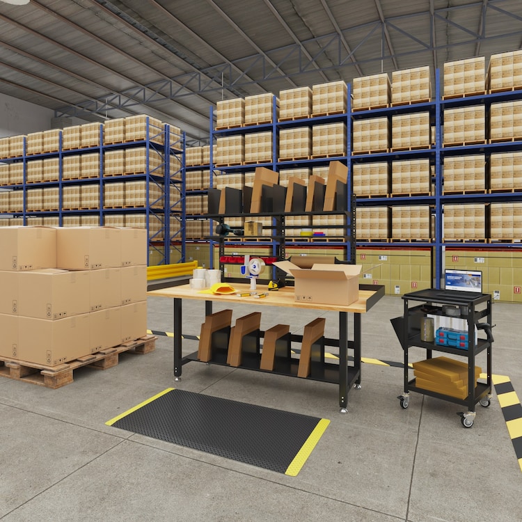 72x36 Industrial Workbench & Packing Station with Storage
